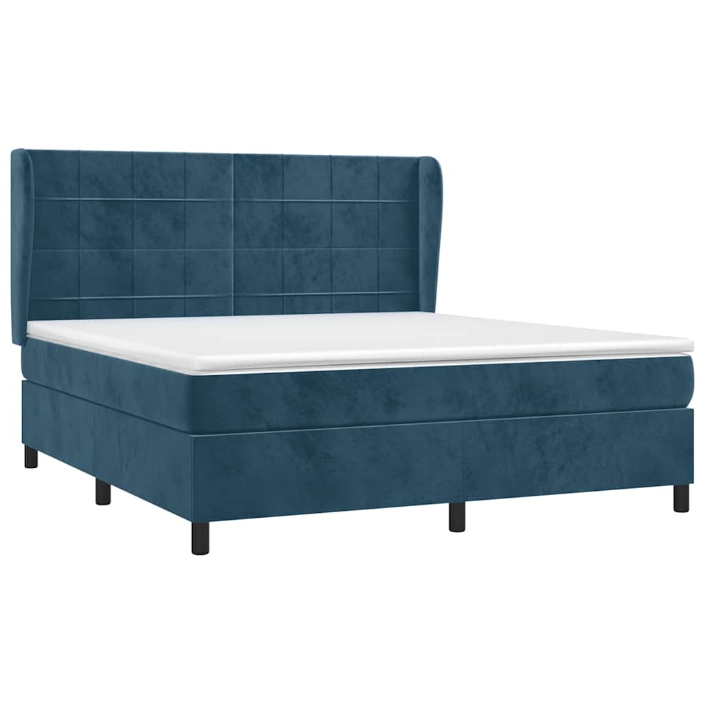 Giroletto a Molle con Materasso Blu Scuro 180x200 cm in Velluto | homemem39