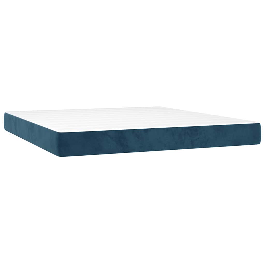 Giroletto a Molle con Materasso Blu Scuro 180x200 cm in Velluto | homemem39