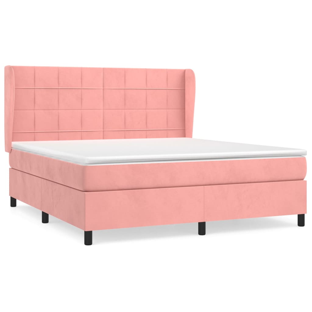 Giroletto a Molle con Materasso Rosa 180x200 cm in Velluto | homemem39
