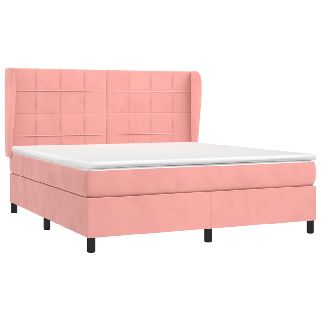 Giroletto a Molle con Materasso Rosa 180x200 cm in Velluto | homemem39