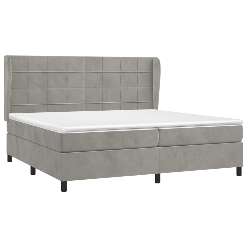 Giroletto a Molle con Materasso Grigio Chiaro 200x200cm Velluto | homemem39