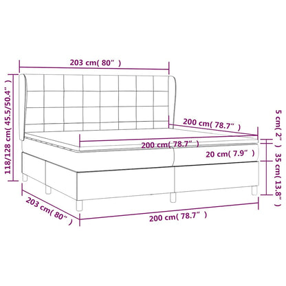 Giroletto a Molle con Materasso Grigio Scuro 200x200 cm Velluto | homemem39