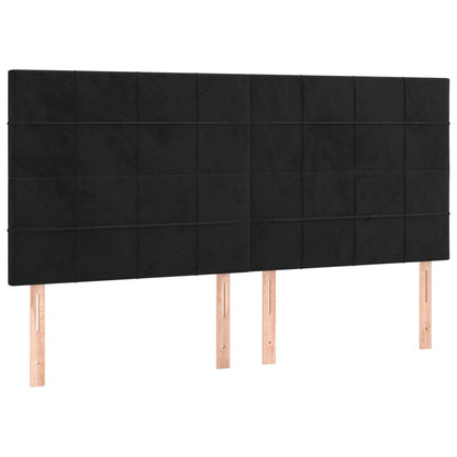 Giroletto a Molle con Materasso Nero 200x200 cm in Velluto | homemem39