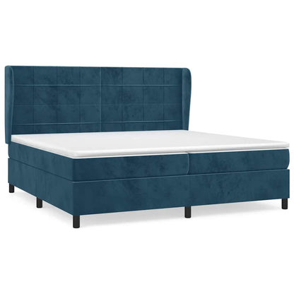 Giroletto a Molle con Materasso Blu Scuro 200x200 cm in Velluto | homemem39