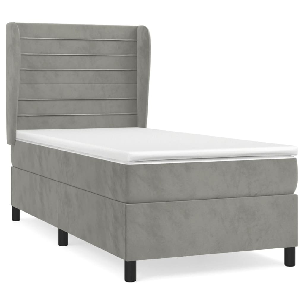 Giroletto a Molle con Materasso Grigio Chiaro 80x200 cm Velluto | homemem39