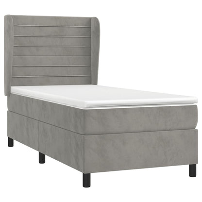 Giroletto a Molle con Materasso Grigio Chiaro 80x200 cm Velluto | homemem39