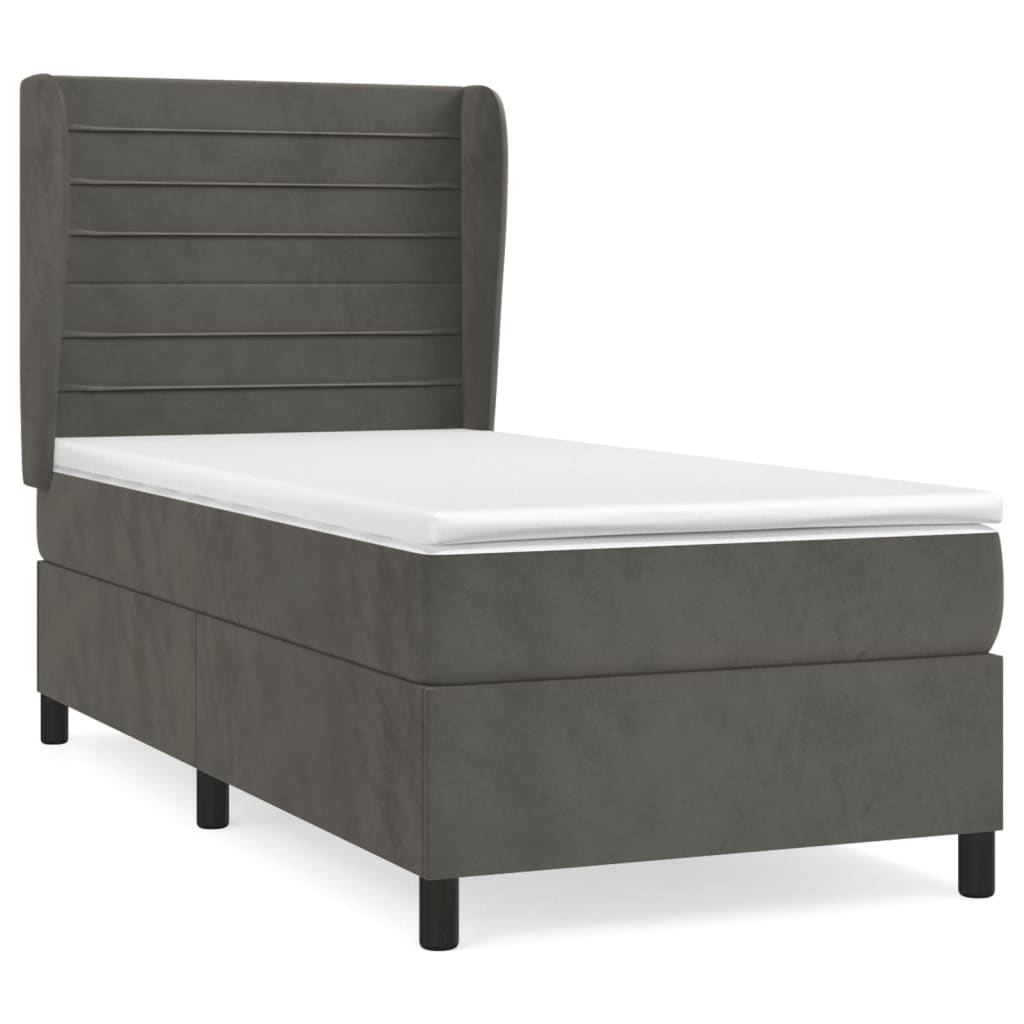 Giroletto a Molle con Materasso Grigio Scuro 80x200 cm Velluto | homemem39