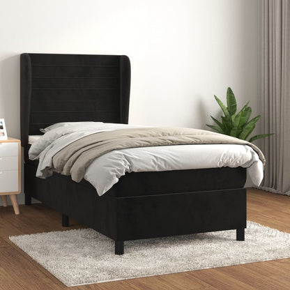 Giroletto a Molle con Materasso Nero 80x200 cm in Velluto | homemem39