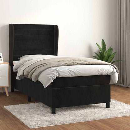 Giroletto a Molle con Materasso Nero 80x200 cm in Velluto