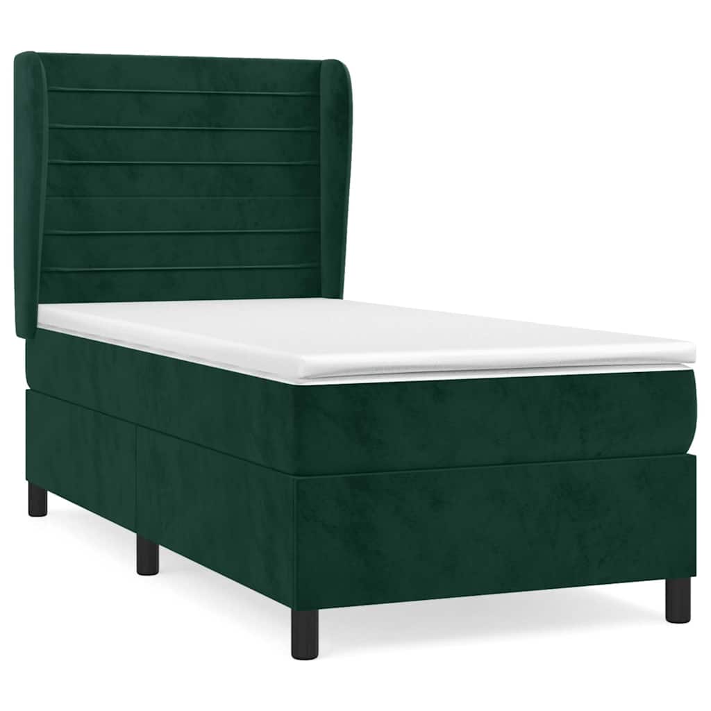 Giroletto a Molle con Materasso Verde Scuro 90x190 cm Velluto | homemem39