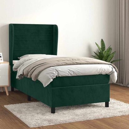 Giroletto a Molle con Materasso Verde Scuro 90x190 cm Velluto | homemem39