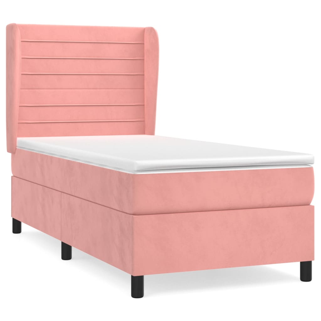 Giroletto a Molle con Materasso Rosa 90x190 cm in Velluto | homemem39