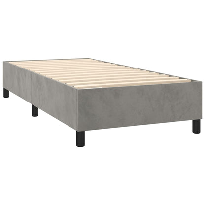 Spring bed frame with light gray mattress 90x200 cm velvet