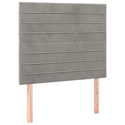 Spring bed frame with light gray mattress 90x200 cm velvet