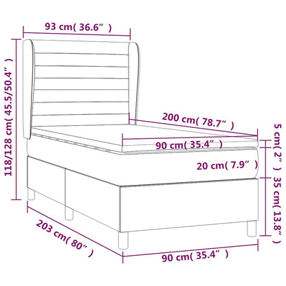 Giroletto a Molle con Materasso Blu Scuro 90x200 cm in Velluto | homemem39