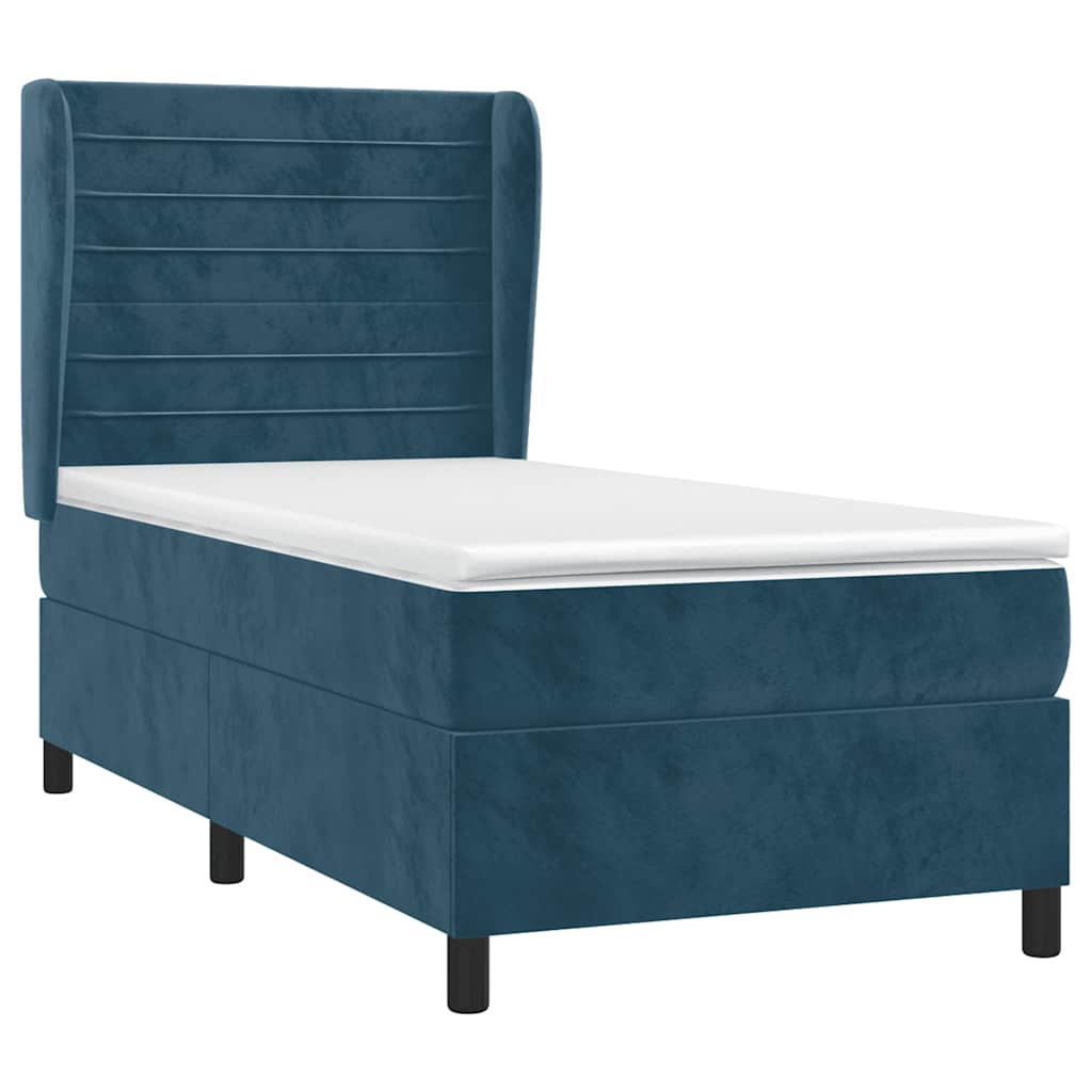 Giroletto a Molle con Materasso Blu Scuro 100x200 cm in Velluto | homemem39