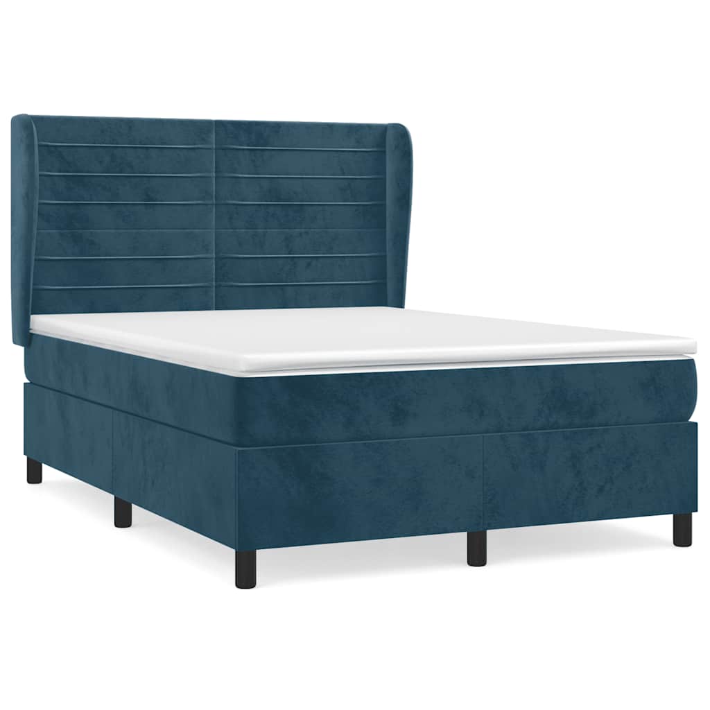 Giroletto a Molle con Materasso Blu Scuro 140x190 cm in Velluto | homemem39
