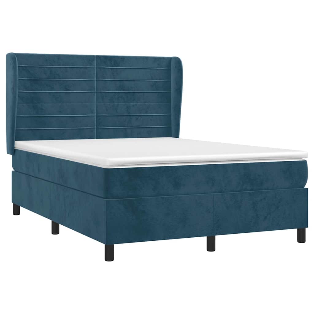 Giroletto a Molle con Materasso Blu Scuro 140x190 cm in Velluto | homemem39