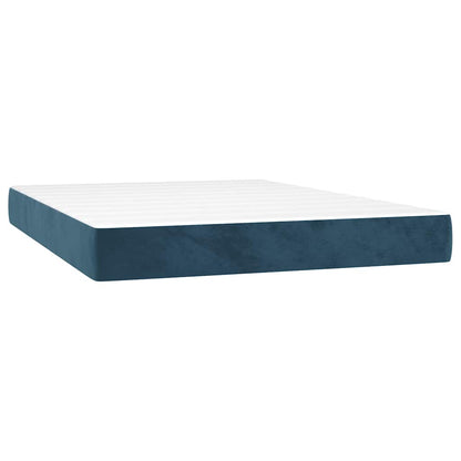 Giroletto a Molle con Materasso Blu Scuro 140x190 cm in Velluto | homemem39
