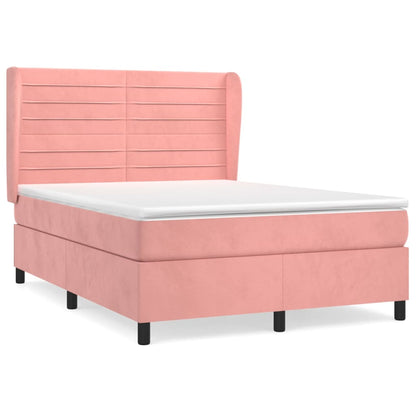 Giroletto a Molle con Materasso Rosa 140x190 cm in Velluto | homemem39