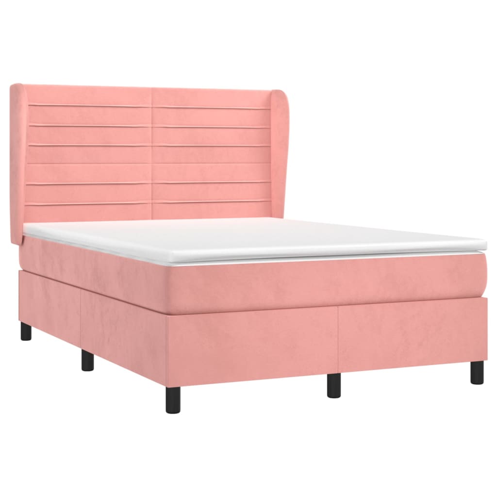 Giroletto a Molle con Materasso Rosa 140x190 cm in Velluto | homemem39