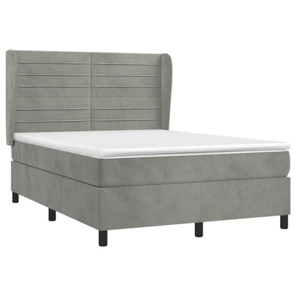 Giroletto a Molle con Materasso Grigio Chiaro 140x200cm Velluto | homemem39