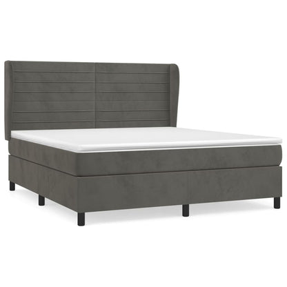 Giroletto a Molle con Materasso Grigio Scuro 160x200 cm Velluto | homemem39