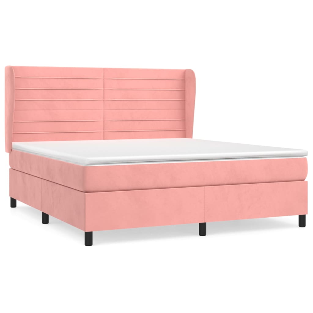 Giroletto a Molle con Materasso Rosa 160x200 cm in Velluto | homemem39