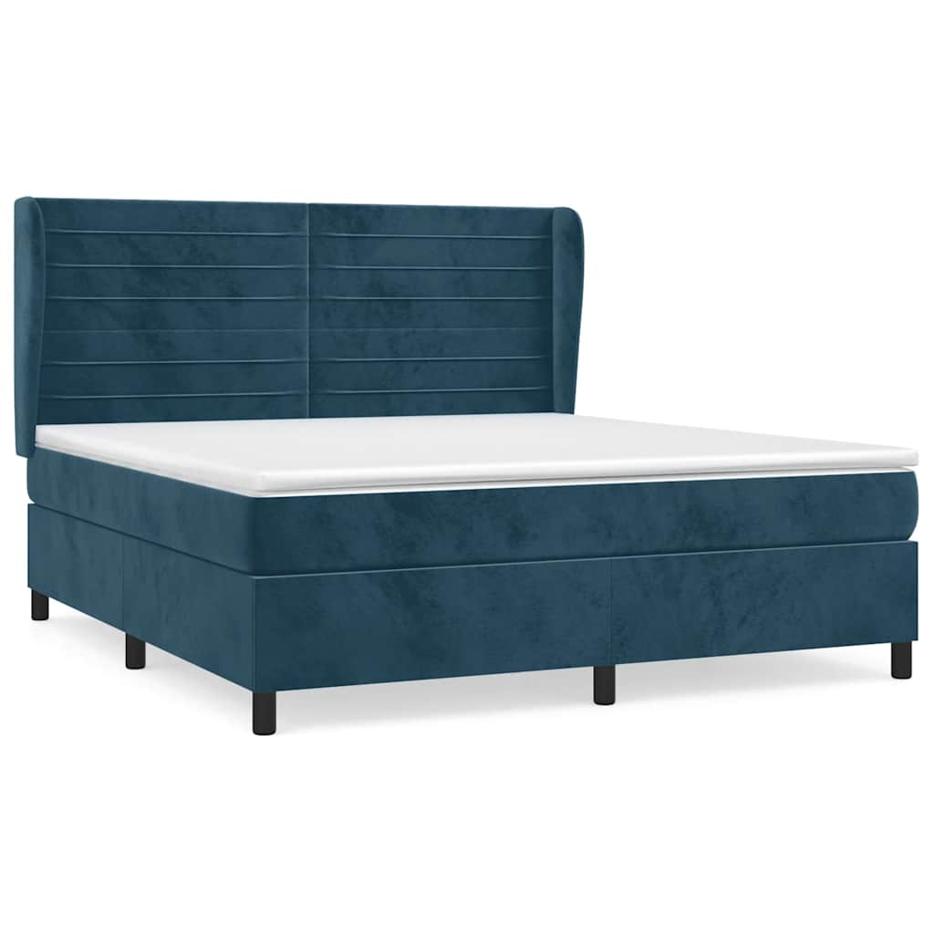 Giroletto a Molle con Materasso Blu Scuro 180x200 cm in Velluto | homemem39