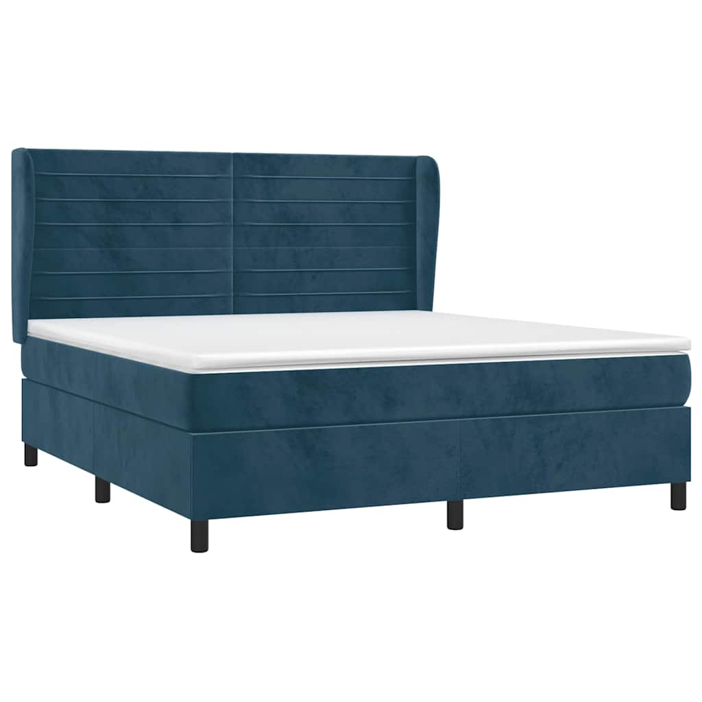 Giroletto a Molle con Materasso Blu Scuro 180x200 cm in Velluto | homemem39