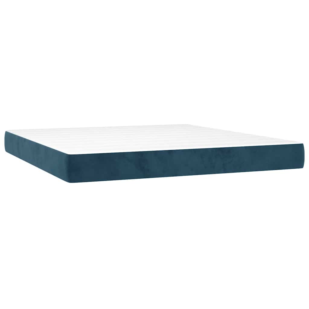Giroletto a Molle con Materasso Blu Scuro 180x200 cm in Velluto | homemem39