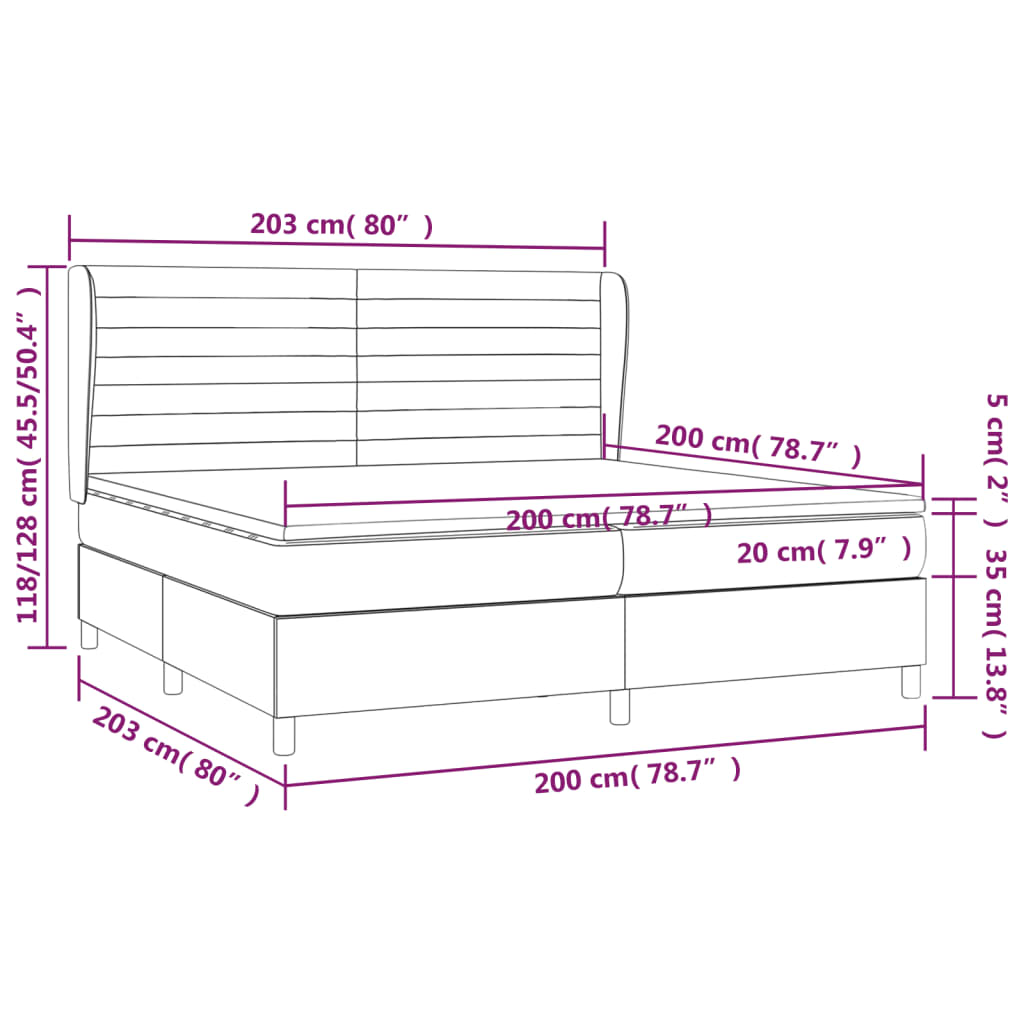 Giroletto a Molle con Materasso Grigio Chiaro 200x200cm Velluto | homemem39