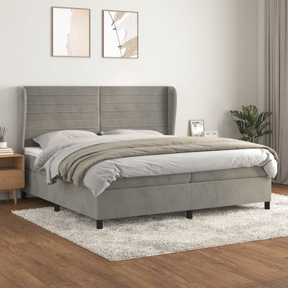 Giroletto a Molle con Materasso Grigio Chiaro 200x200cm Velluto | homemem39