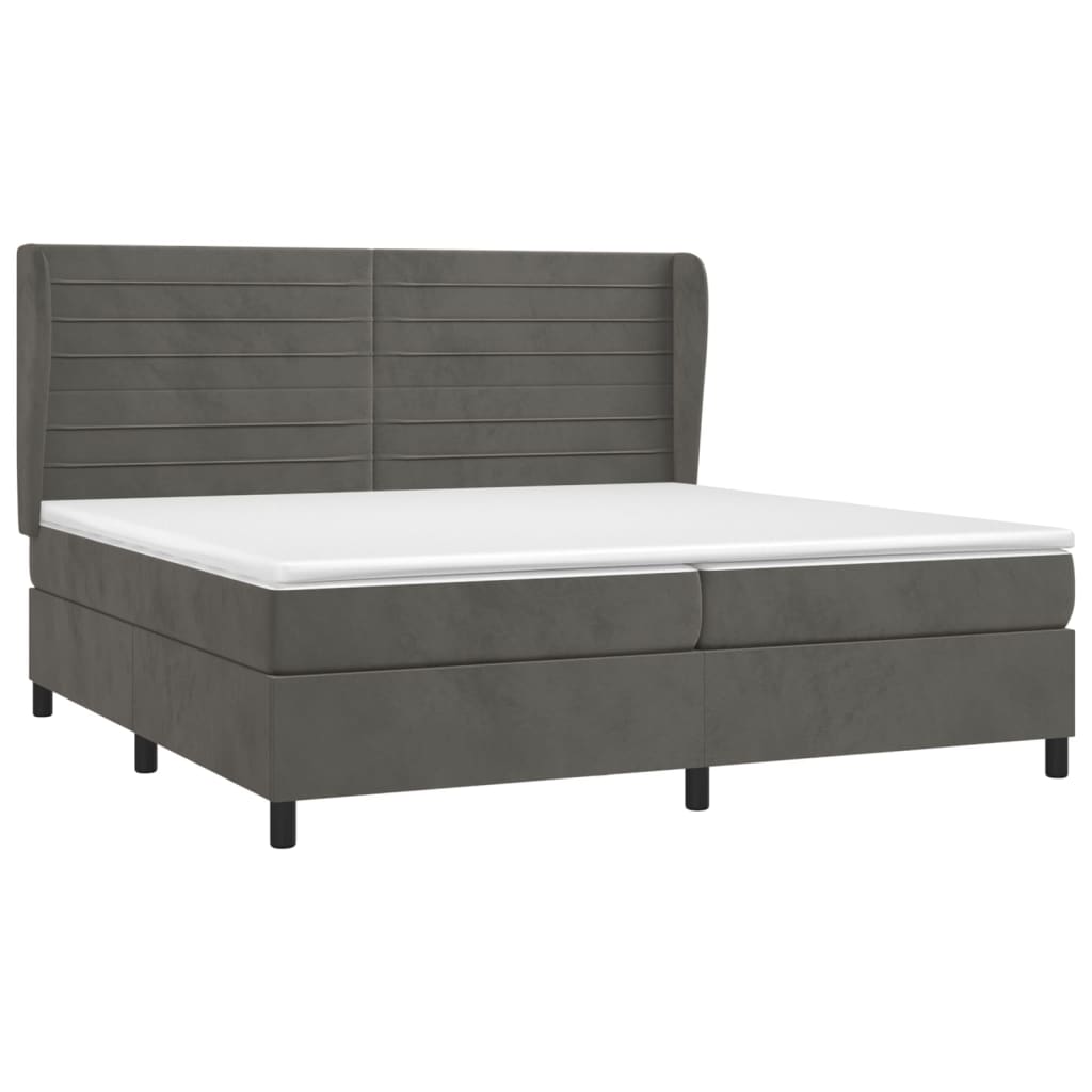 Giroletto a Molle con Materasso Grigio Scuro 200x200 cm Velluto | homemem39