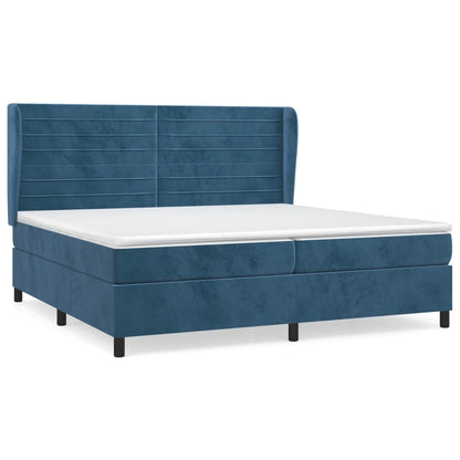 Giroletto a Molle con Materasso Blu Scuro 200x200 cm in Velluto | homemem39