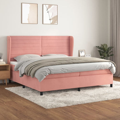 Giroletto a Molle con Materasso Rosa 200x200 cm in Velluto | homemem39
