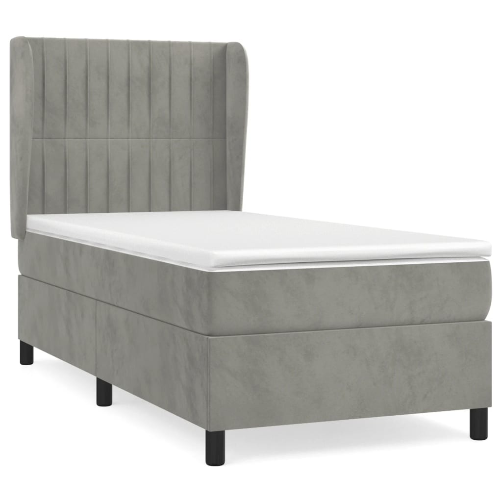 Giroletto a Molle con Materasso Grigio Chiaro 80x200 cm Velluto | homemem39