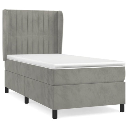 Giroletto a Molle con Materasso Grigio Chiaro 80x200 cm Velluto | homemem39