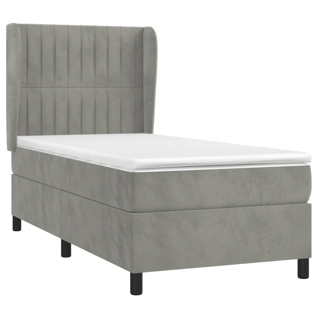 Giroletto a Molle con Materasso Grigio Chiaro 80x200 cm Velluto | homemem39