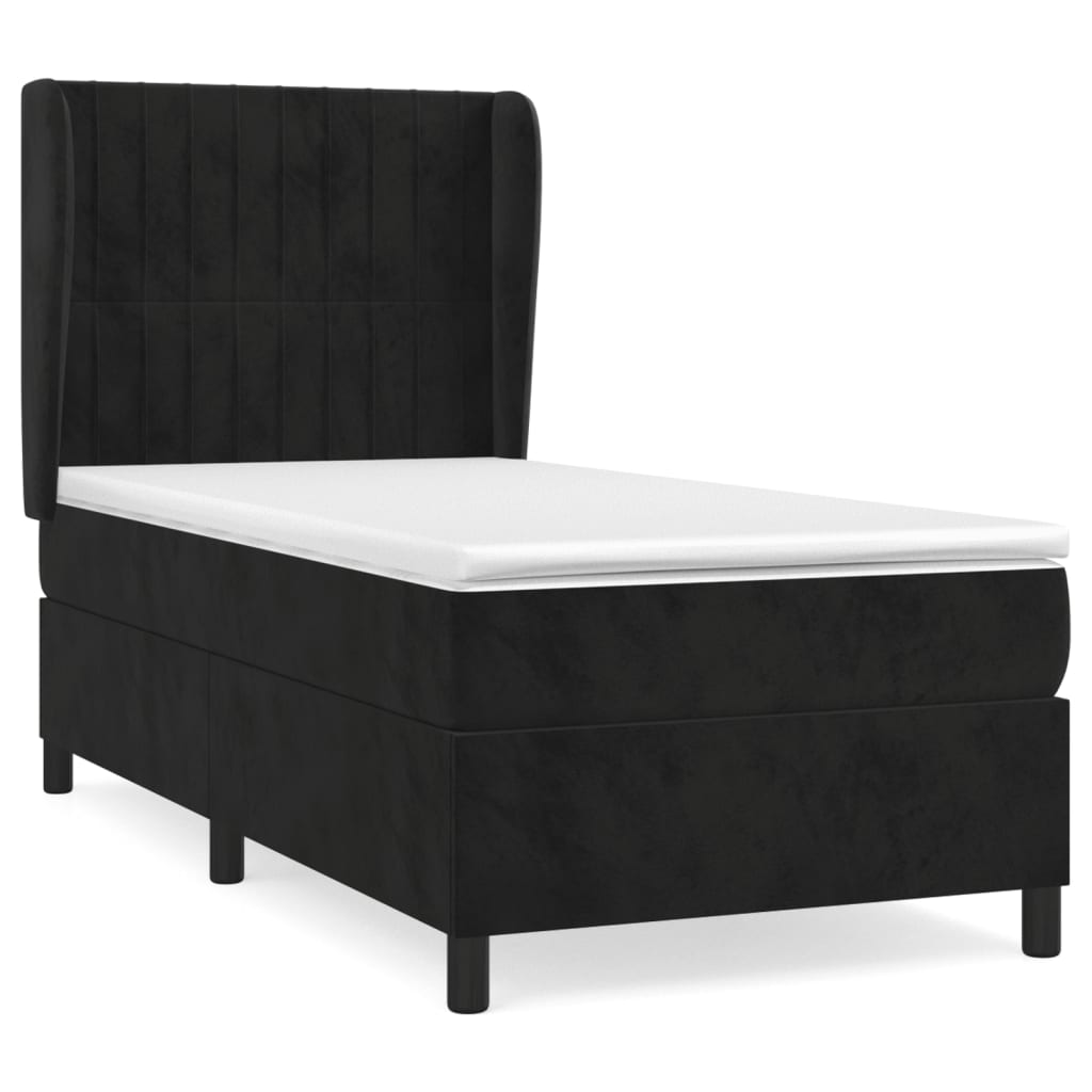 Giroletto a Molle con Materasso Nero 80x200 cm in Velluto | homemem39