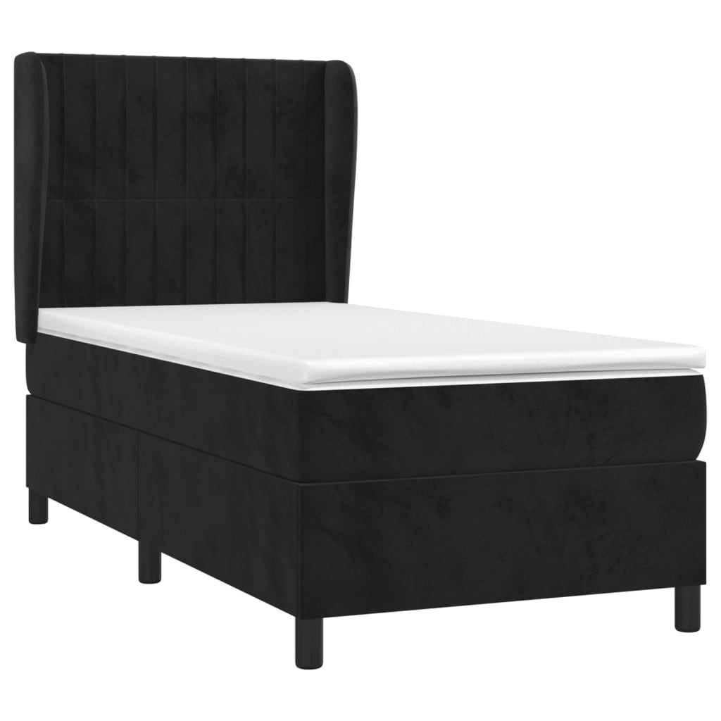 Giroletto a Molle con Materasso Nero 80x200 cm in Velluto | homemem39
