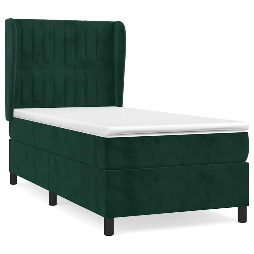 Giroletto a Molle con Materasso Verde Scuro 80x200 cm Velluto | homemem39