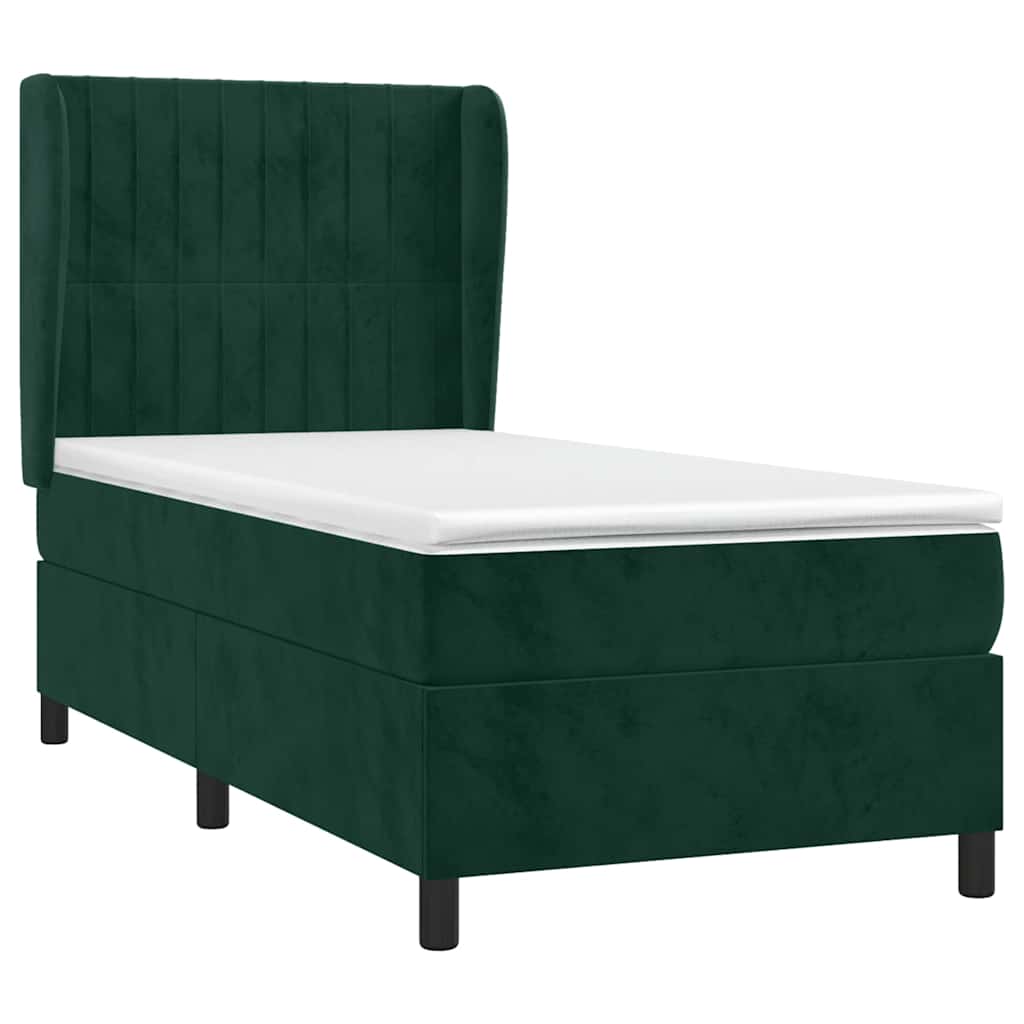 Giroletto a Molle con Materasso Verde Scuro 80x200 cm Velluto | homemem39