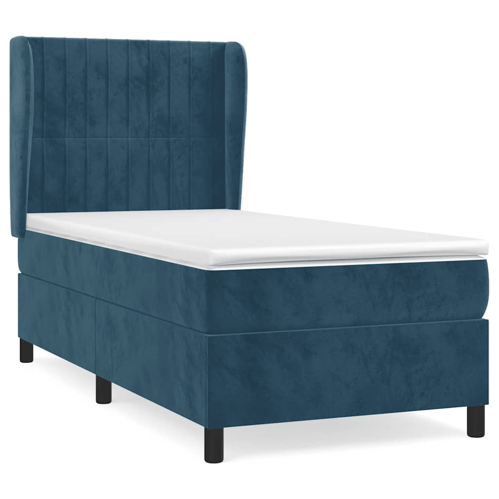 Giroletto a Molle con Materasso Blu Scuro 80x200 cm in Velluto | homemem39