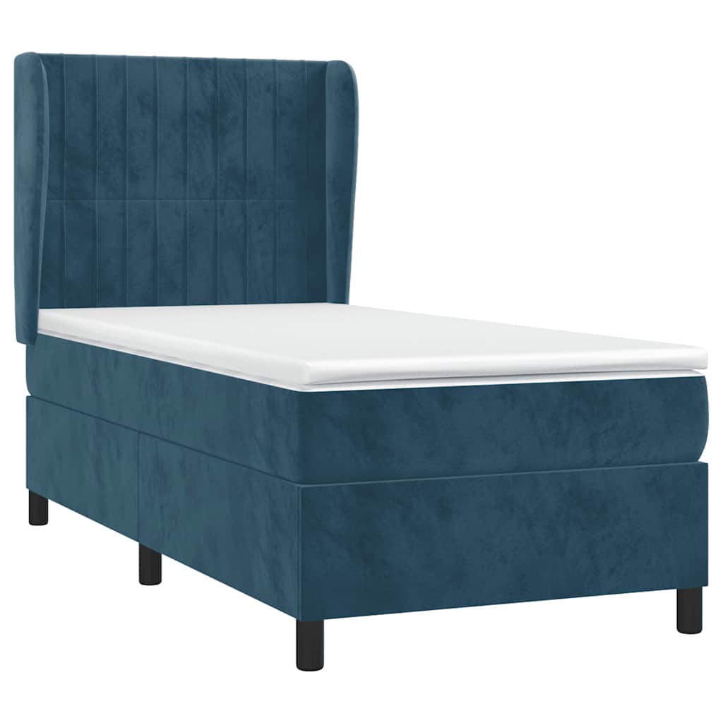 Giroletto a Molle con Materasso Blu Scuro 80x200 cm in Velluto | homemem39