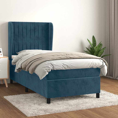 Giroletto a Molle con Materasso Blu Scuro 80x200 cm in Velluto | homemem39