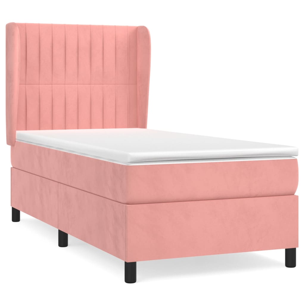Giroletto a Molle con Materasso Rosa 80x200 cm in Velluto | homemem39