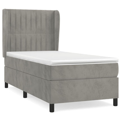 Giroletto a Molle con Materasso Grigio Chiaro 90x190 cm Velluto | homemem39