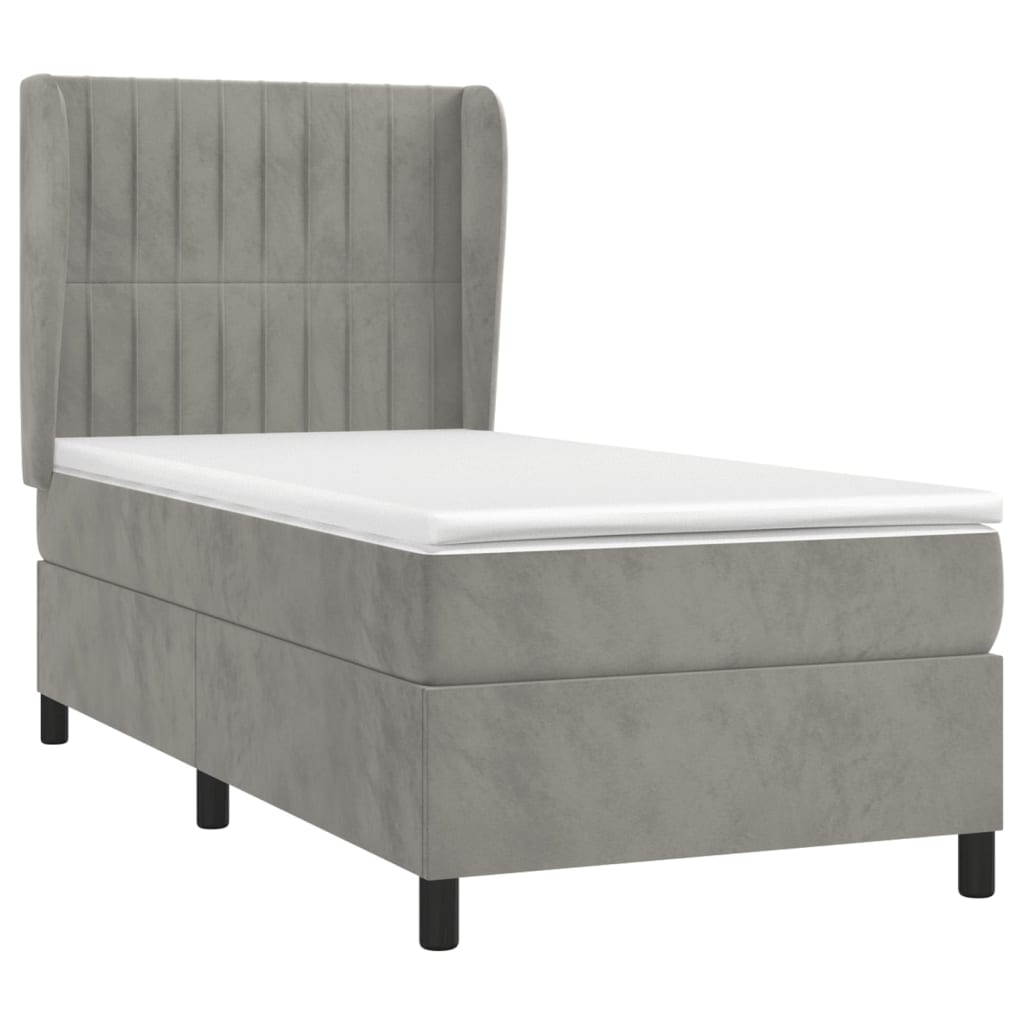 Giroletto a Molle con Materasso Grigio Chiaro 90x190 cm Velluto | homemem39