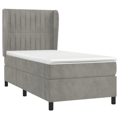 Giroletto a Molle con Materasso Grigio Chiaro 90x190 cm Velluto | homemem39
